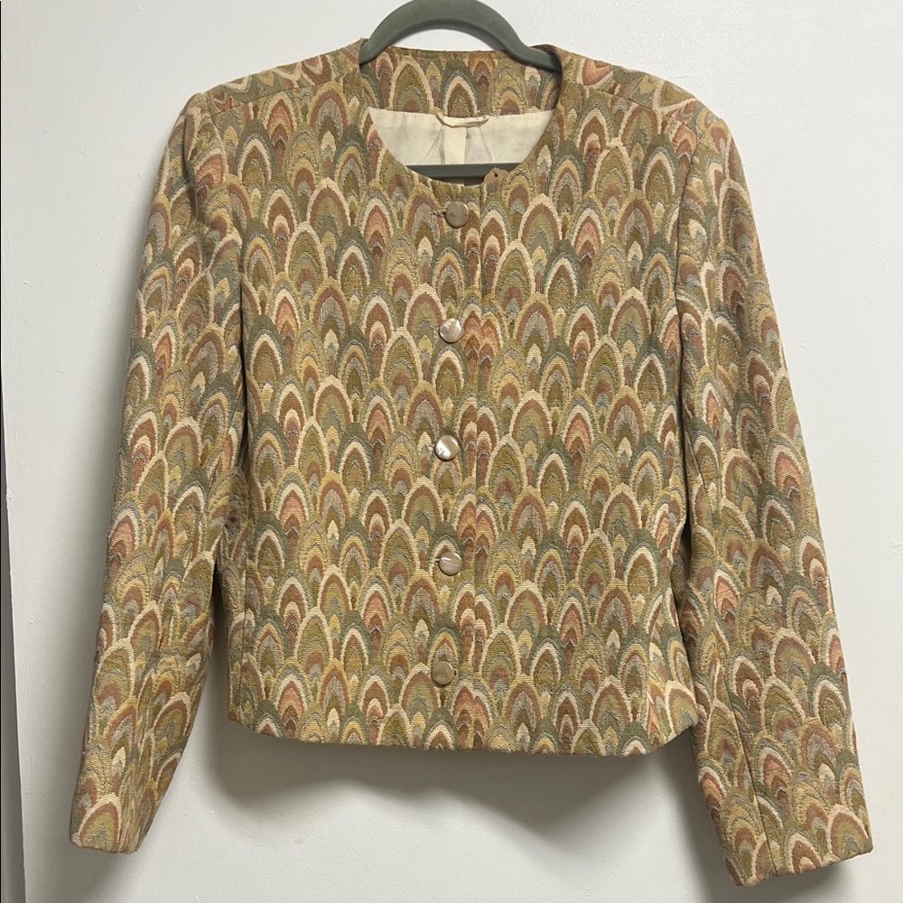Jos. A. Bank Women’s Button Down Woven Tapestry Pastel Pattern Jacket 8/10
